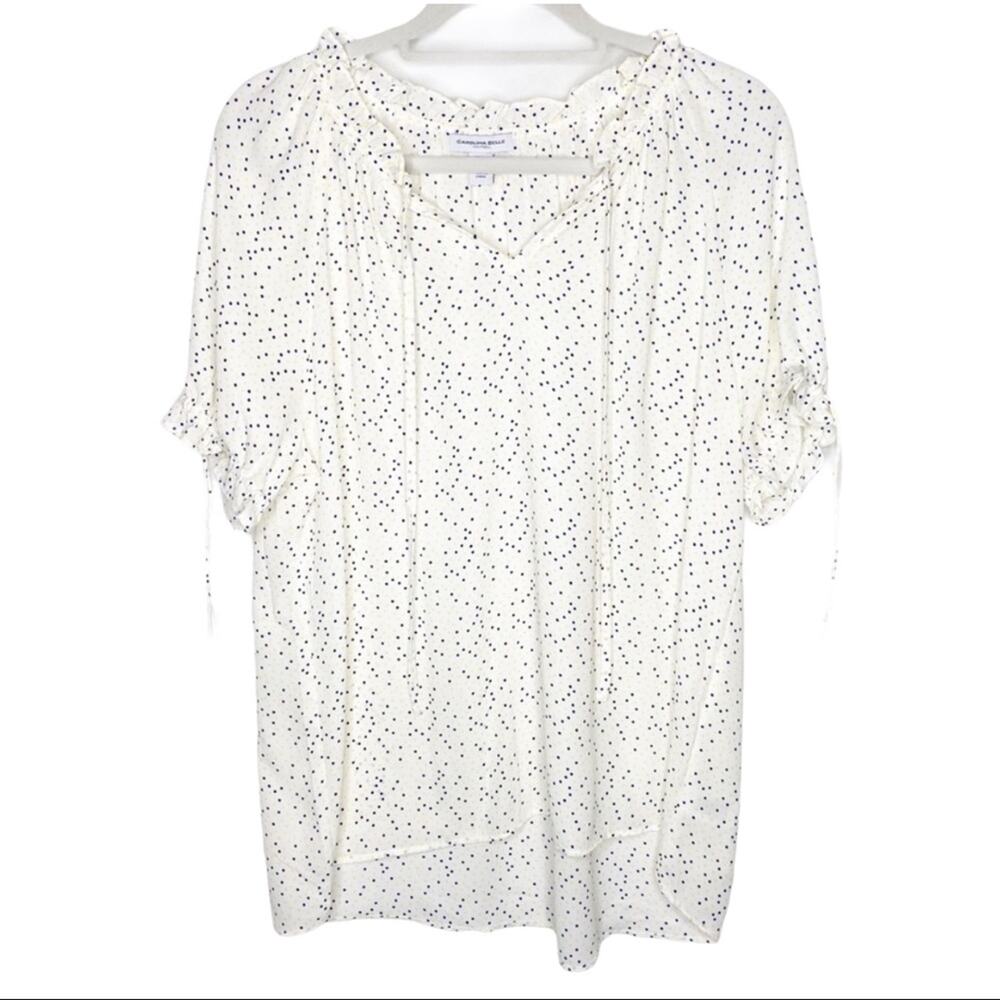 Carolina Belle Ivory Polka Dot Career Blouse Size Large